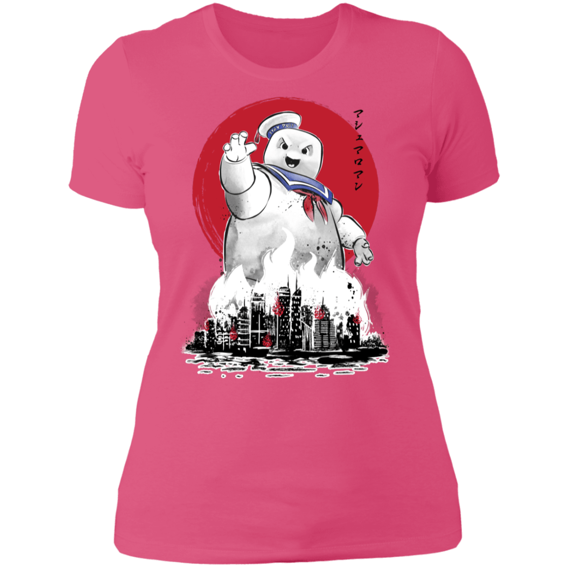 T-Shirts Hot Pink / S Marshmallow Man sumi-e Women's Premium T-Shirt