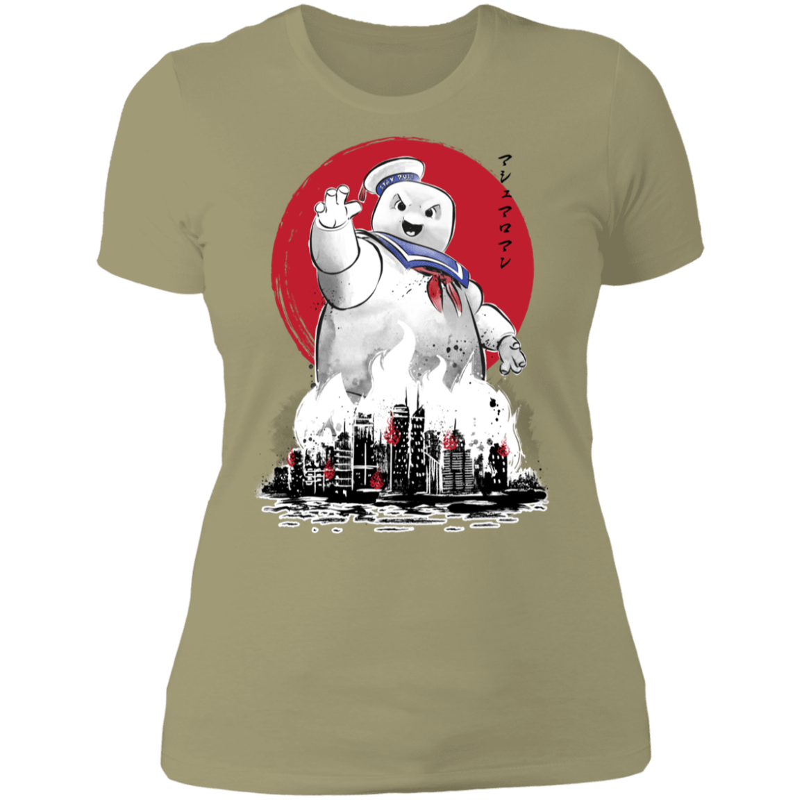T-Shirts Light Olive / S Marshmallow Man sumi-e Women's Premium T-Shirt