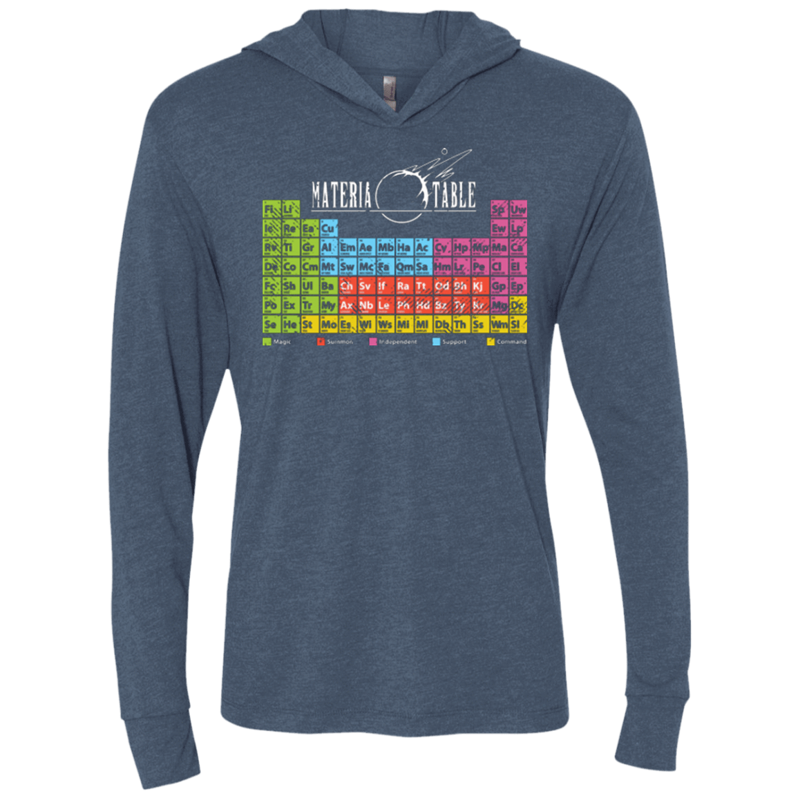 T-Shirts Indigo / X-Small MATERIA TABLE Triblend Long Sleeve Hoodie Tee