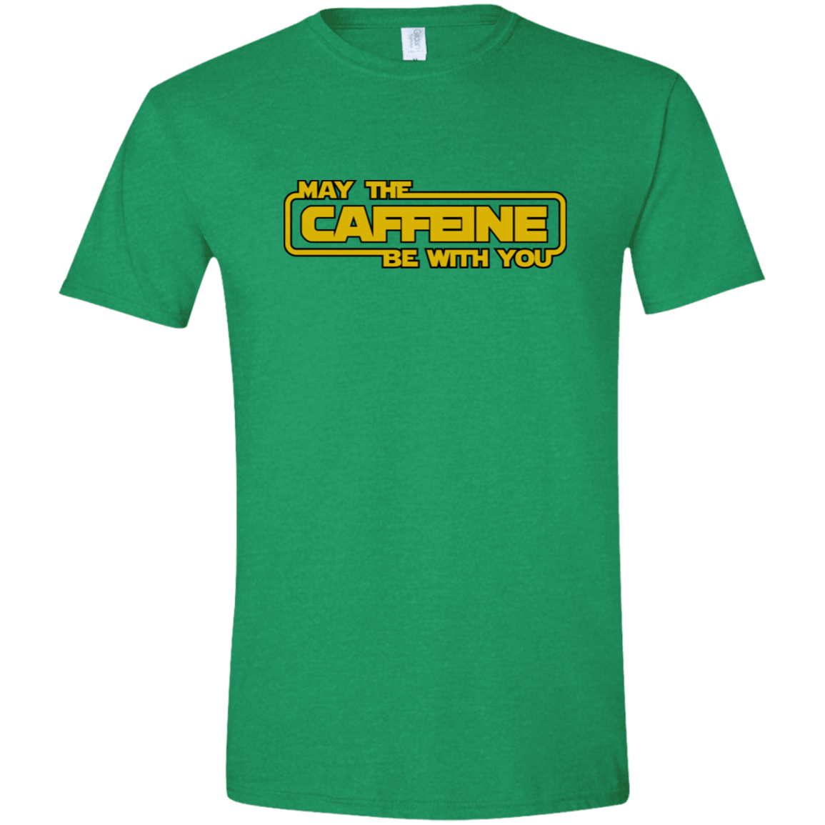 T-Shirts Heather Irish Green / S May the Caffeine Be with You Men's Semi-Fitted Softstyle