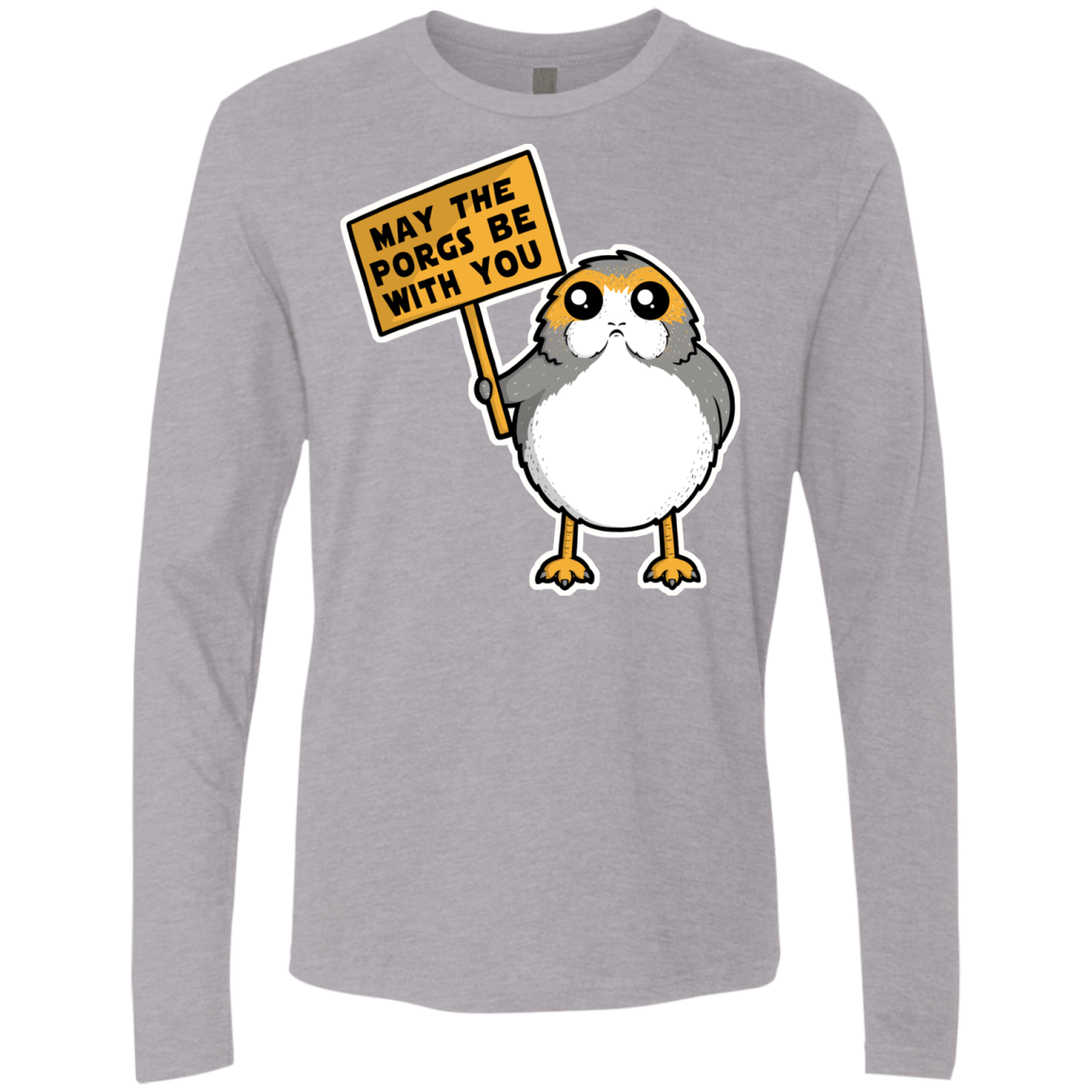 T-Shirts Heather Grey / Small May The Porgs Be With You Men's Premium Long Sleeve