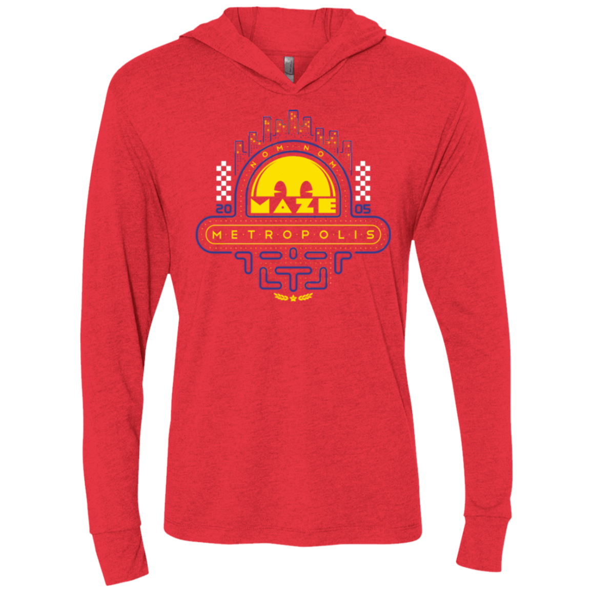 T-Shirts Vintage Red / X-Small Maze Metropolis Triblend Long Sleeve Hoodie Tee