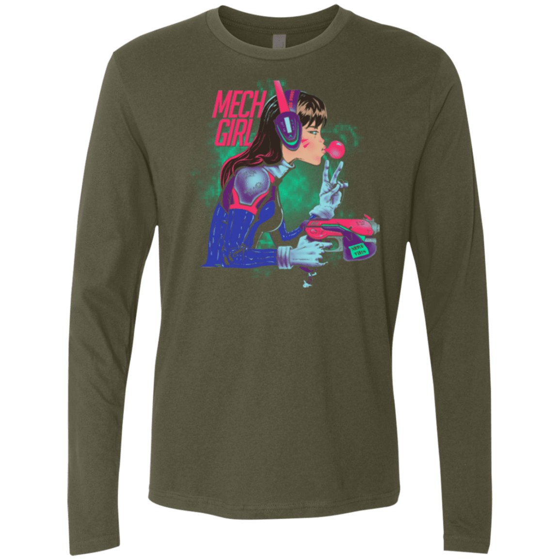 T-Shirts Military Green / Small Mech Girl Men's Premium Long Sleeve