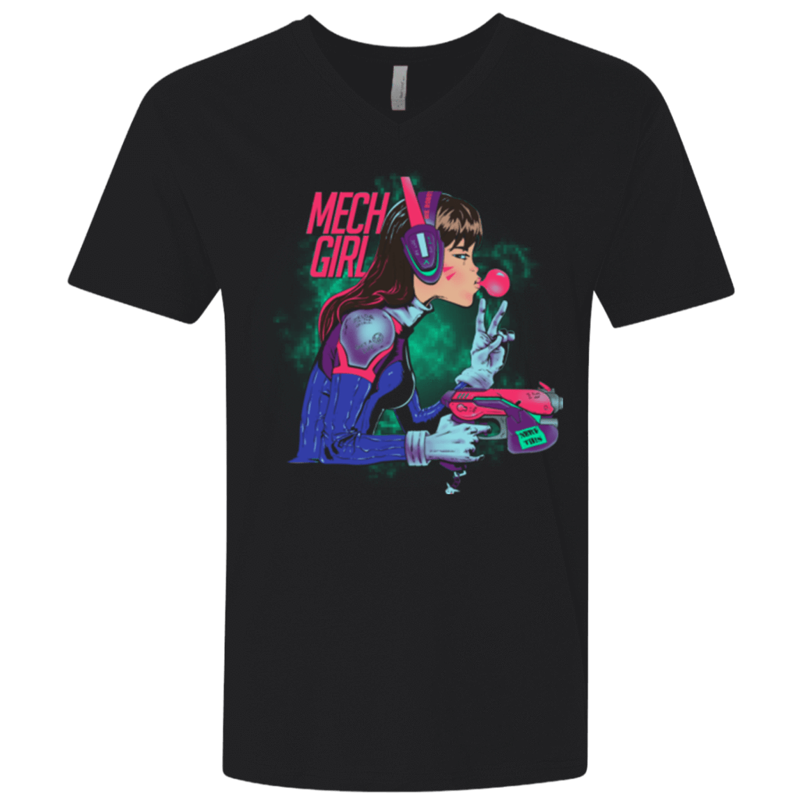 T-Shirts Black / X-Small Mech Girl Men's Premium V-Neck