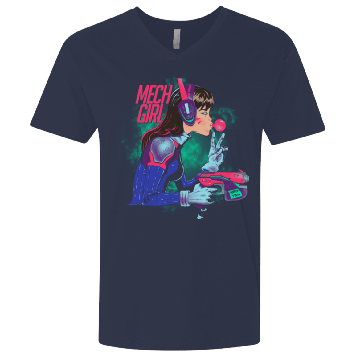 T-Shirts Midnight Navy / X-Small Mech Girl Men's Premium V-Neck