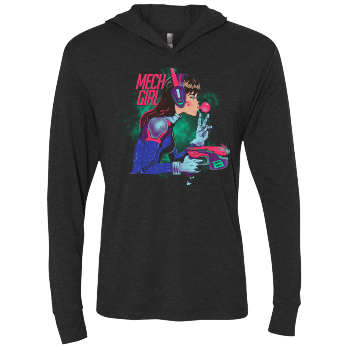 T-Shirts Vintage Black / X-Small Mech Girl Triblend Long Sleeve Hoodie Tee