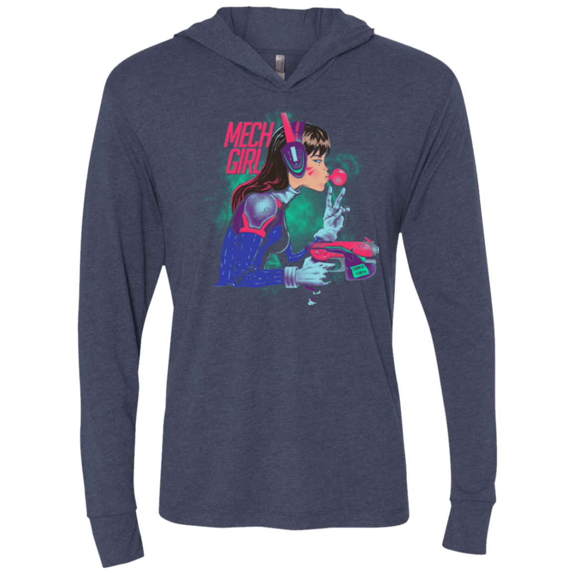 Mech Girl Triblend Long Sleeve Hoodie Tee