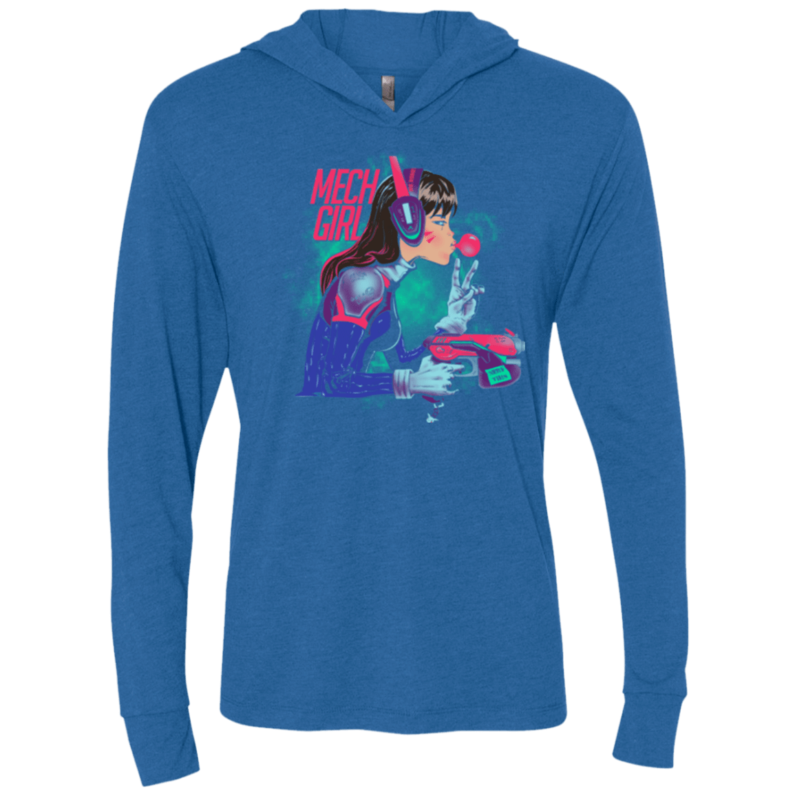 T-Shirts Vintage Royal / X-Small Mech Girl Triblend Long Sleeve Hoodie Tee