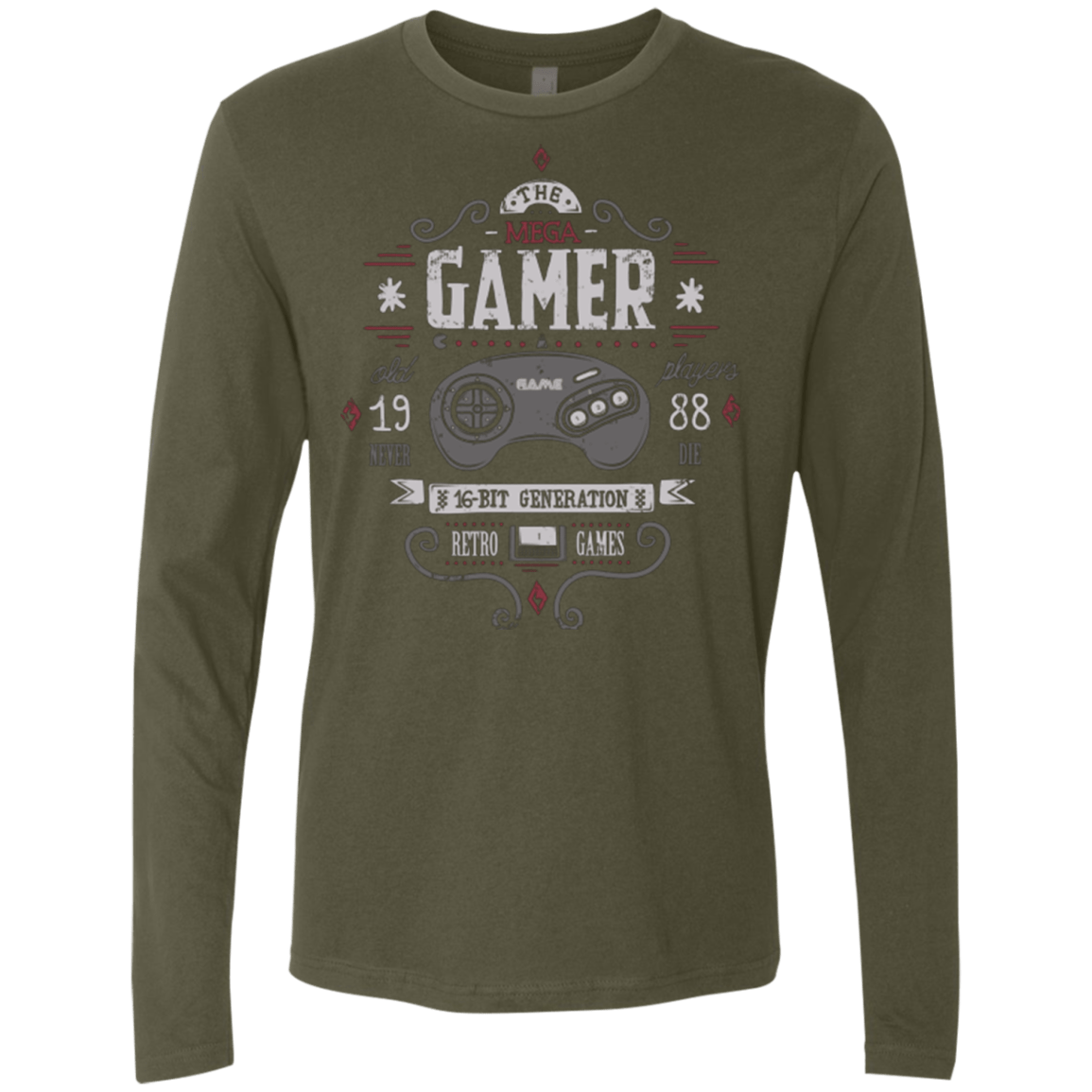 T-Shirts Military Green / Small Mega Gamer Men's Premium Long Sleeve