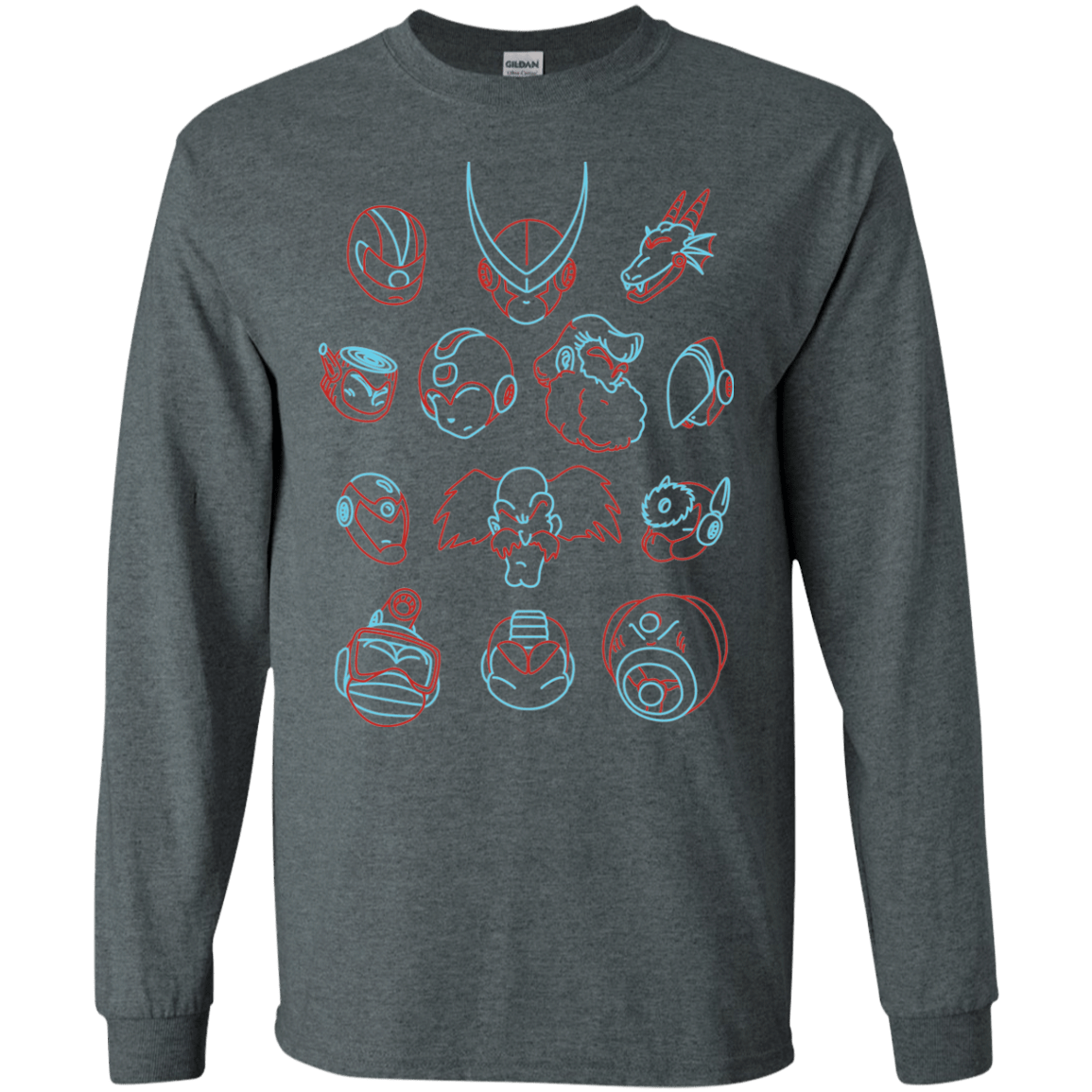 T-Shirts Dark Heather / S MEGA HEADS 2 Men's Long Sleeve T-Shirt