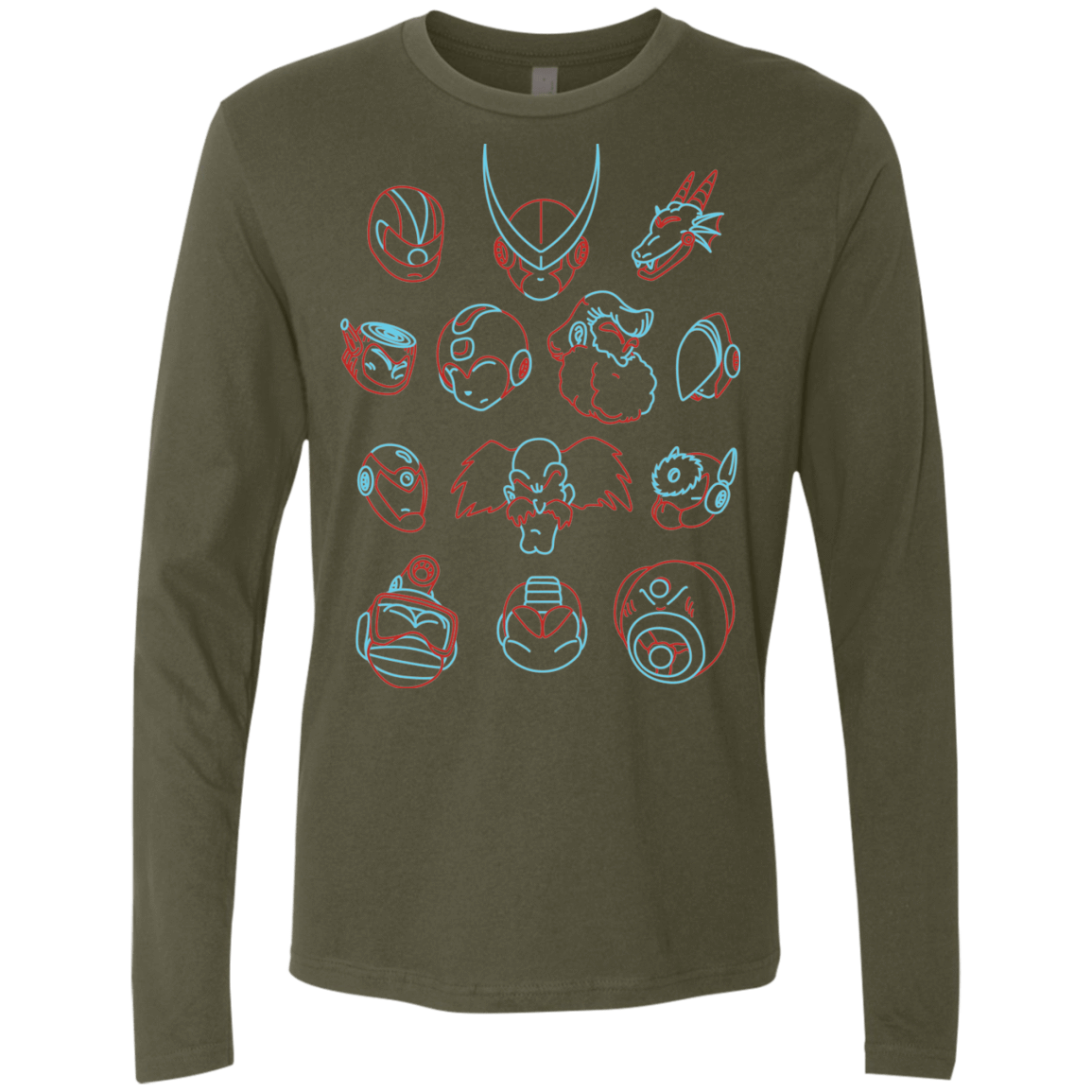 T-Shirts Military Green / S MEGA HEADS 2 Men's Premium Long Sleeve