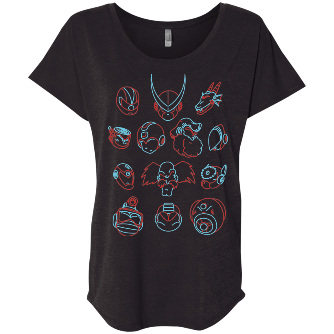 T-Shirts Vintage Black / X-Small MEGA HEADS 2 Triblend Dolman Sleeve