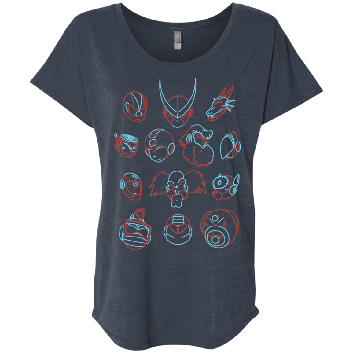T-Shirts Vintage Navy / X-Small MEGA HEADS 2 Triblend Dolman Sleeve