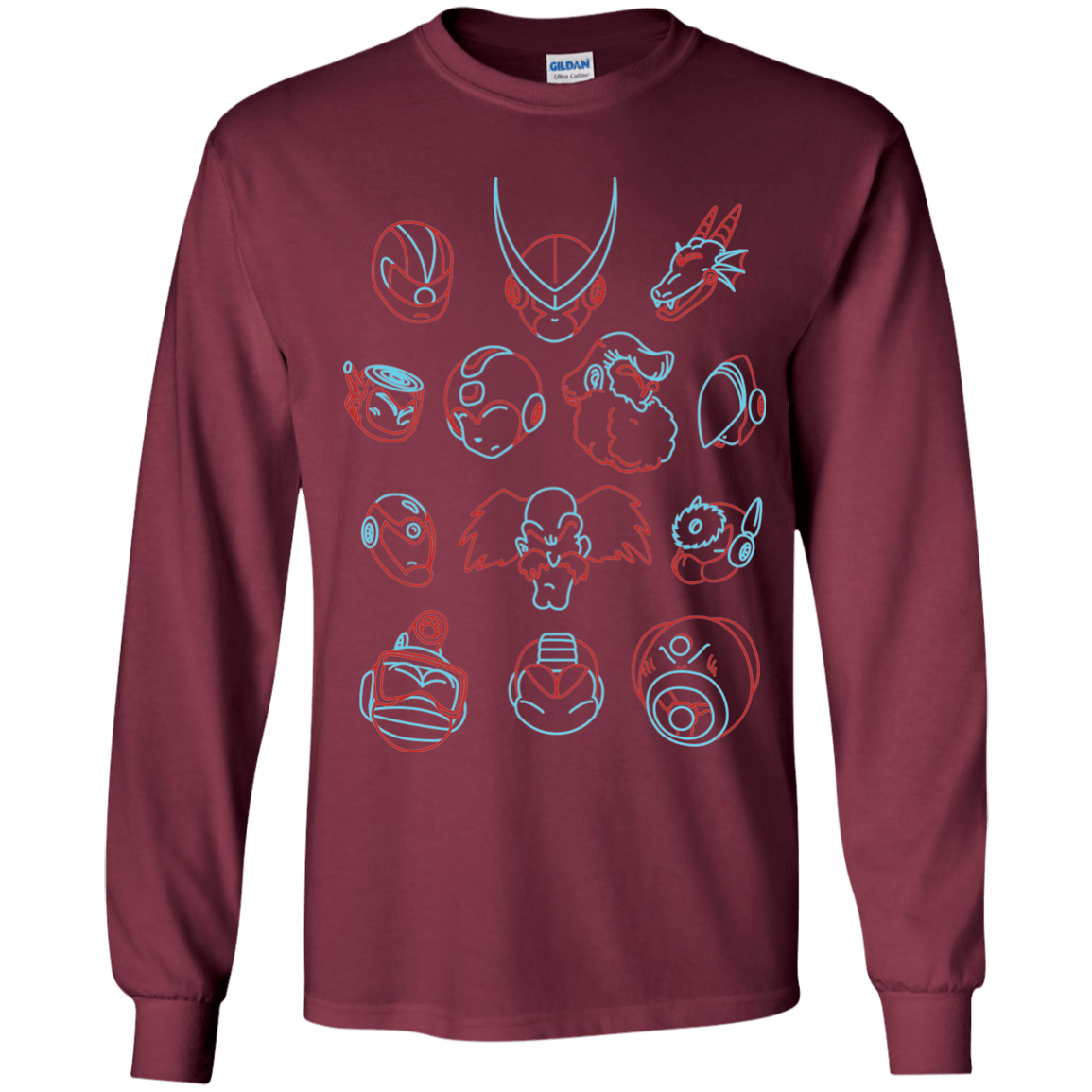 T-Shirts Maroon / YS MEGA HEADS 2 Youth Long Sleeve T-Shirt