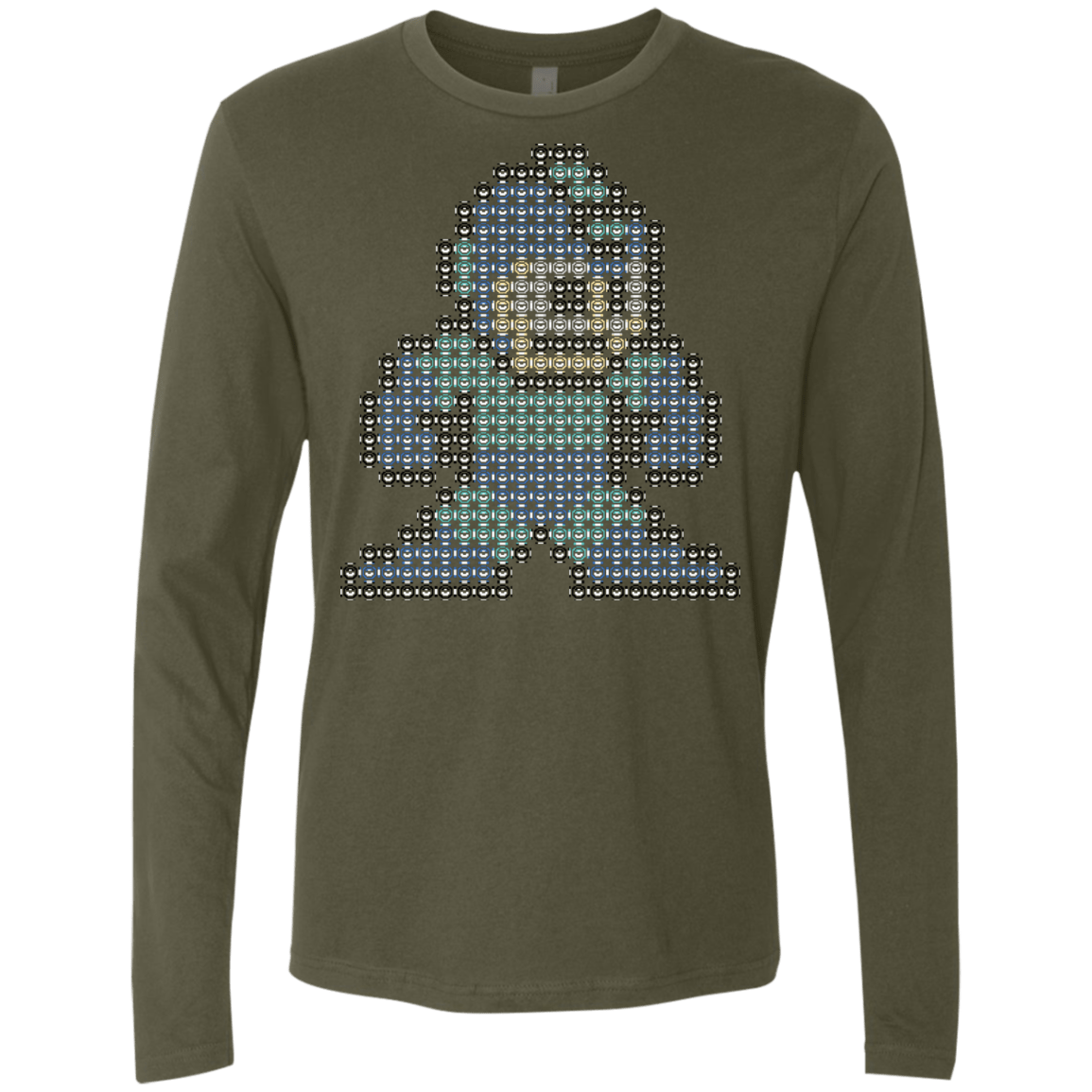 T-Shirts Military Green / S Mega Pixel Men's Premium Long Sleeve