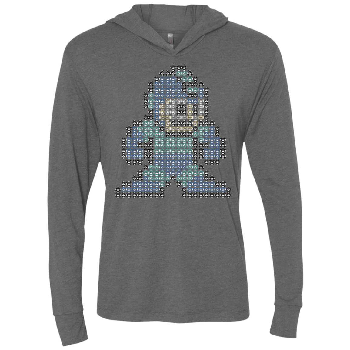 T-Shirts Premium Heather / X-Small Mega Pixel Triblend Long Sleeve Hoodie Tee