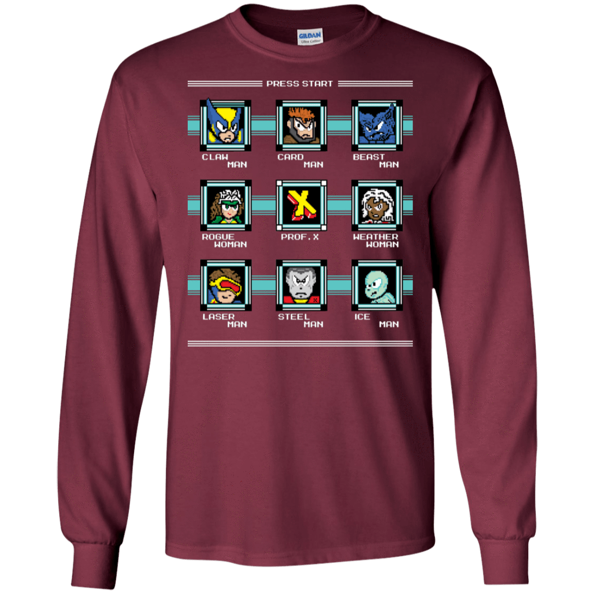 T-Shirts Maroon / S Mega X-Man Men's Long Sleeve T-Shirt