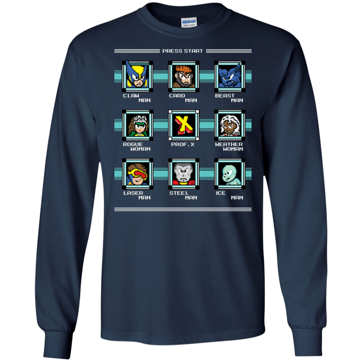 T-Shirts Navy / S Mega X-Man Men's Long Sleeve T-Shirt