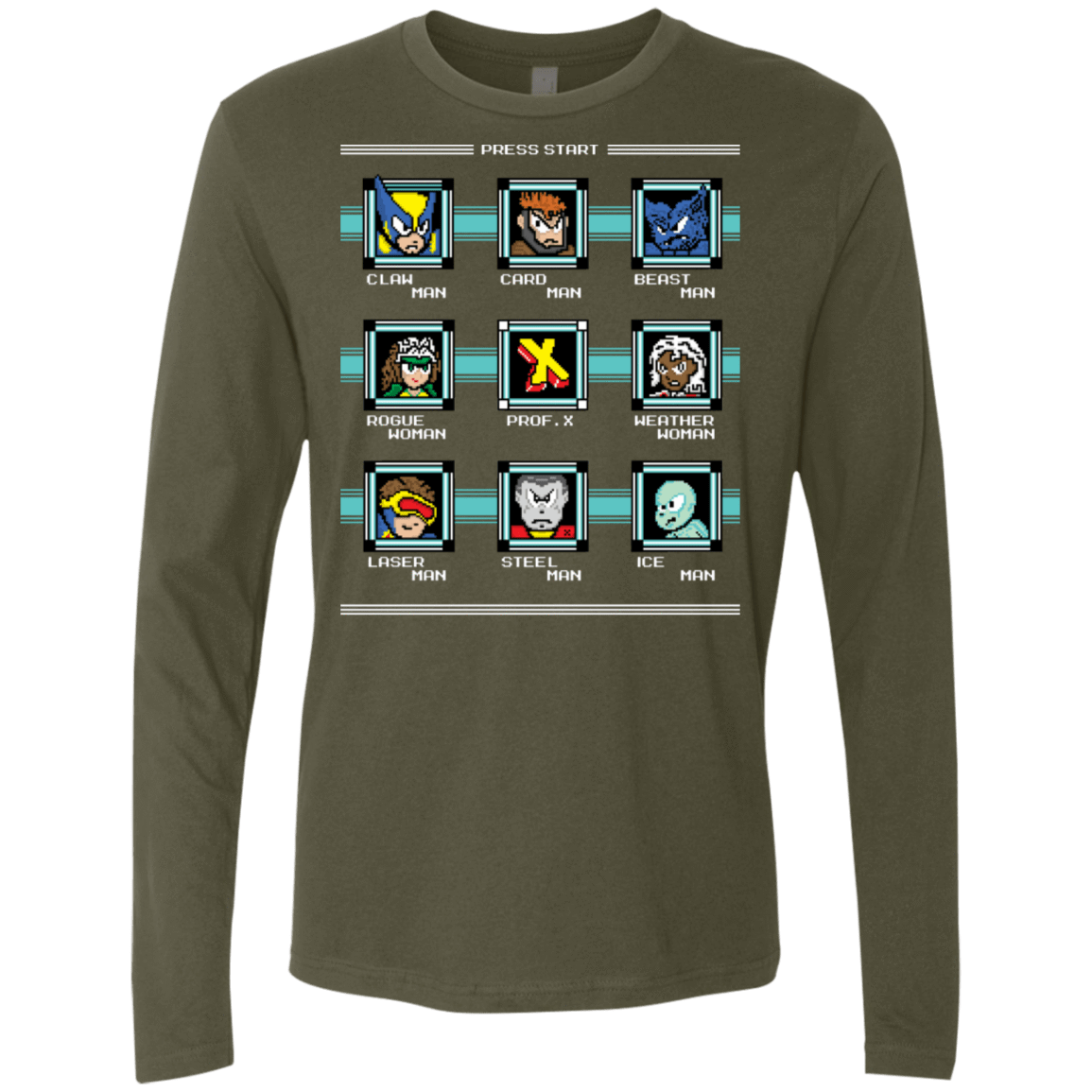 T-Shirts Military Green / S Mega X-Man Men's Premium Long Sleeve