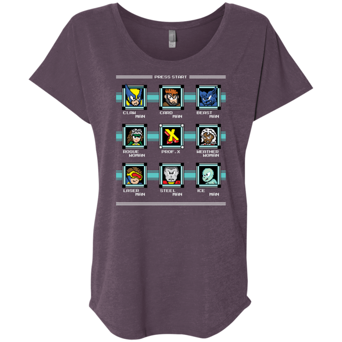 T-Shirts Vintage Purple / X-Small Mega X-Man Triblend Dolman Sleeve