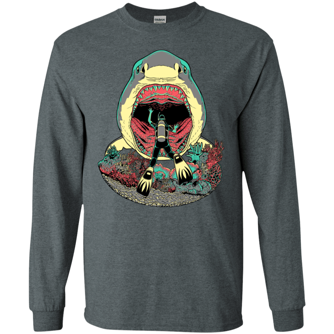 T-Shirts Dark Heather / S Megalodoom Men's Long Sleeve T-Shirt