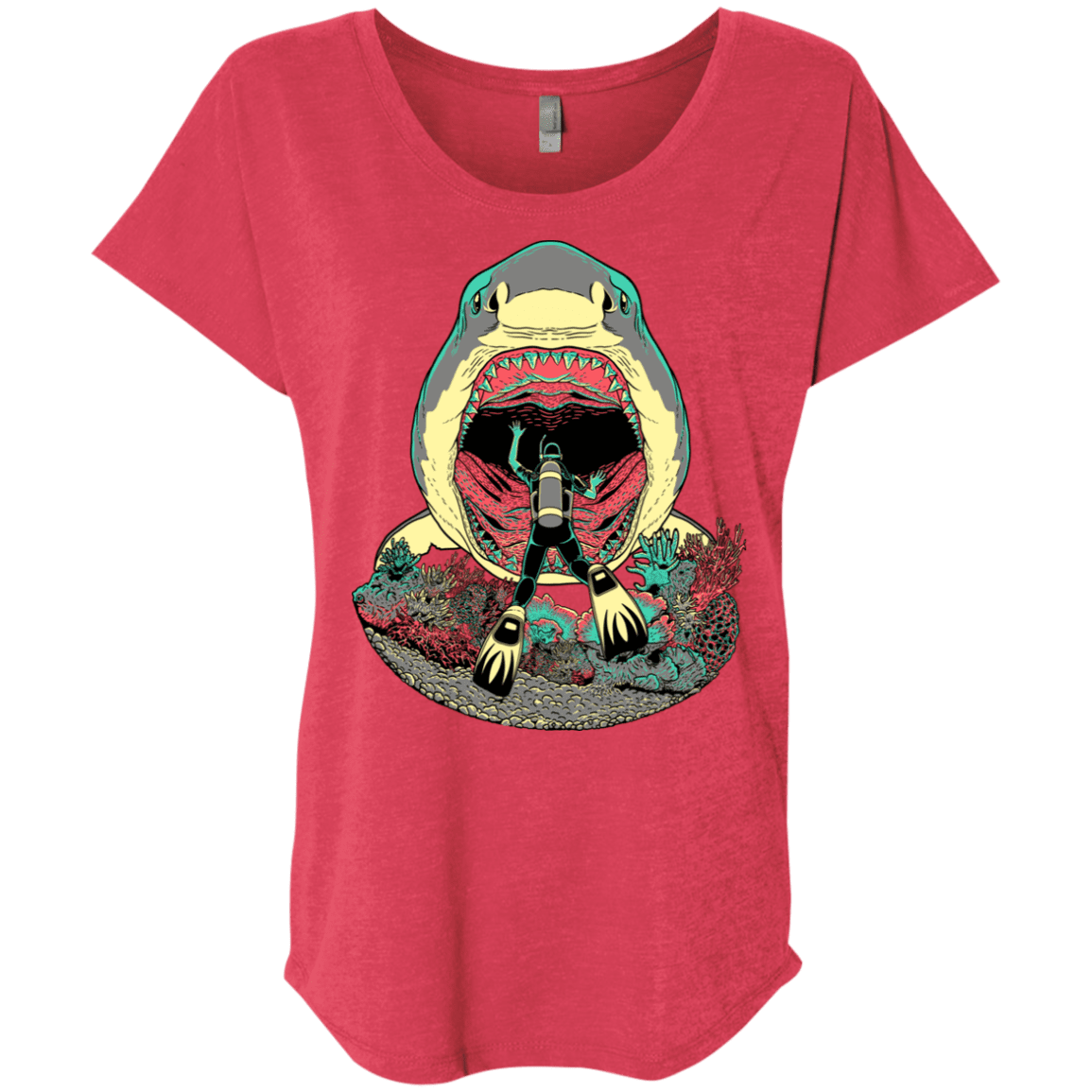 T-Shirts Vintage Red / X-Small Megalodoom Triblend Dolman Sleeve