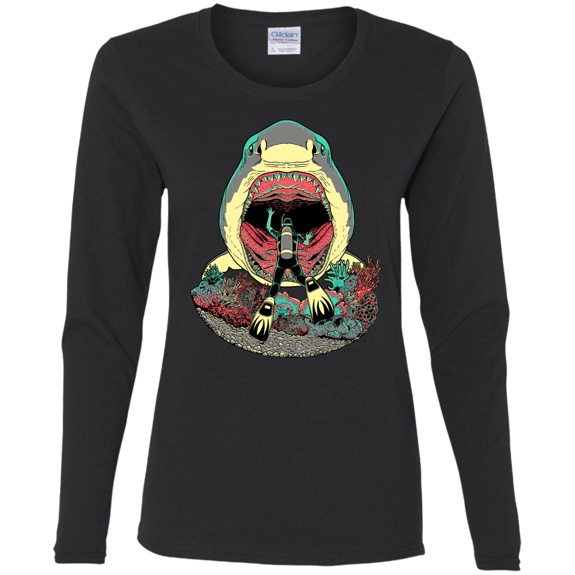 T-Shirts Black / S Megalodoom Women's Long Sleeve T-Shirt