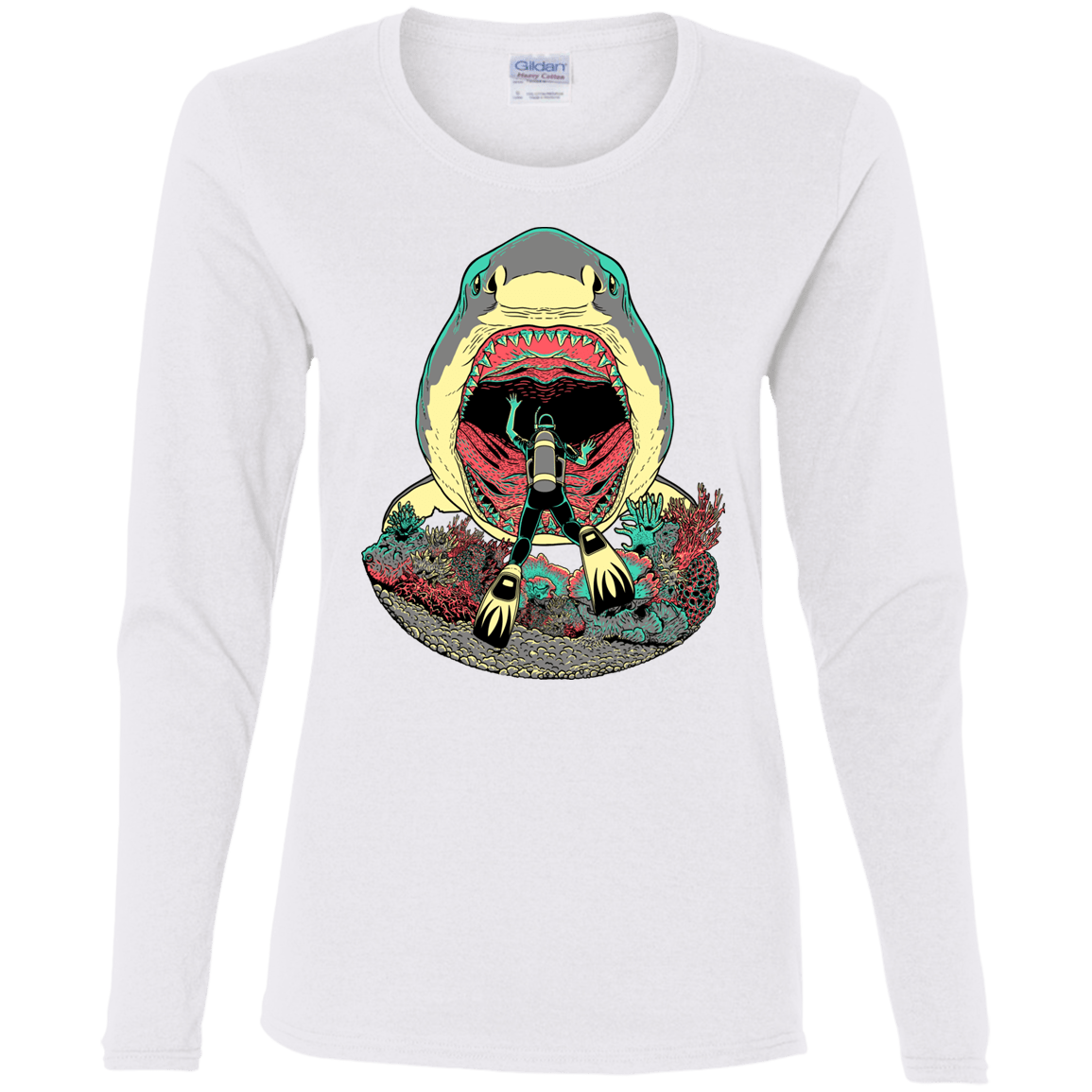 T-Shirts White / S Megalodoom Women's Long Sleeve T-Shirt