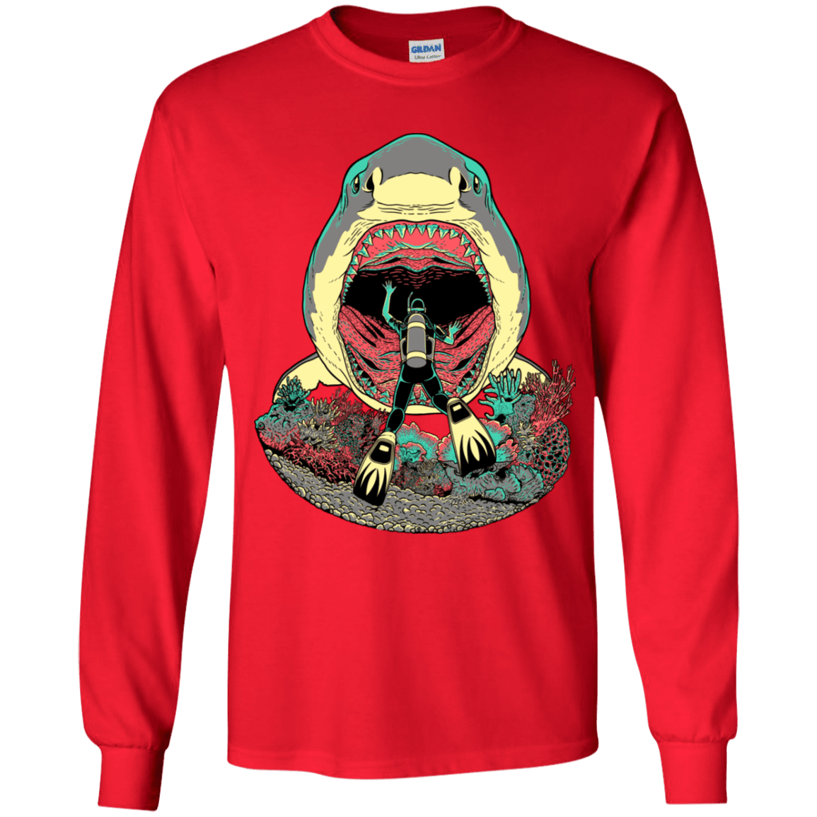 T-Shirts Red / YS Megalodoom Youth Long Sleeve T-Shirt