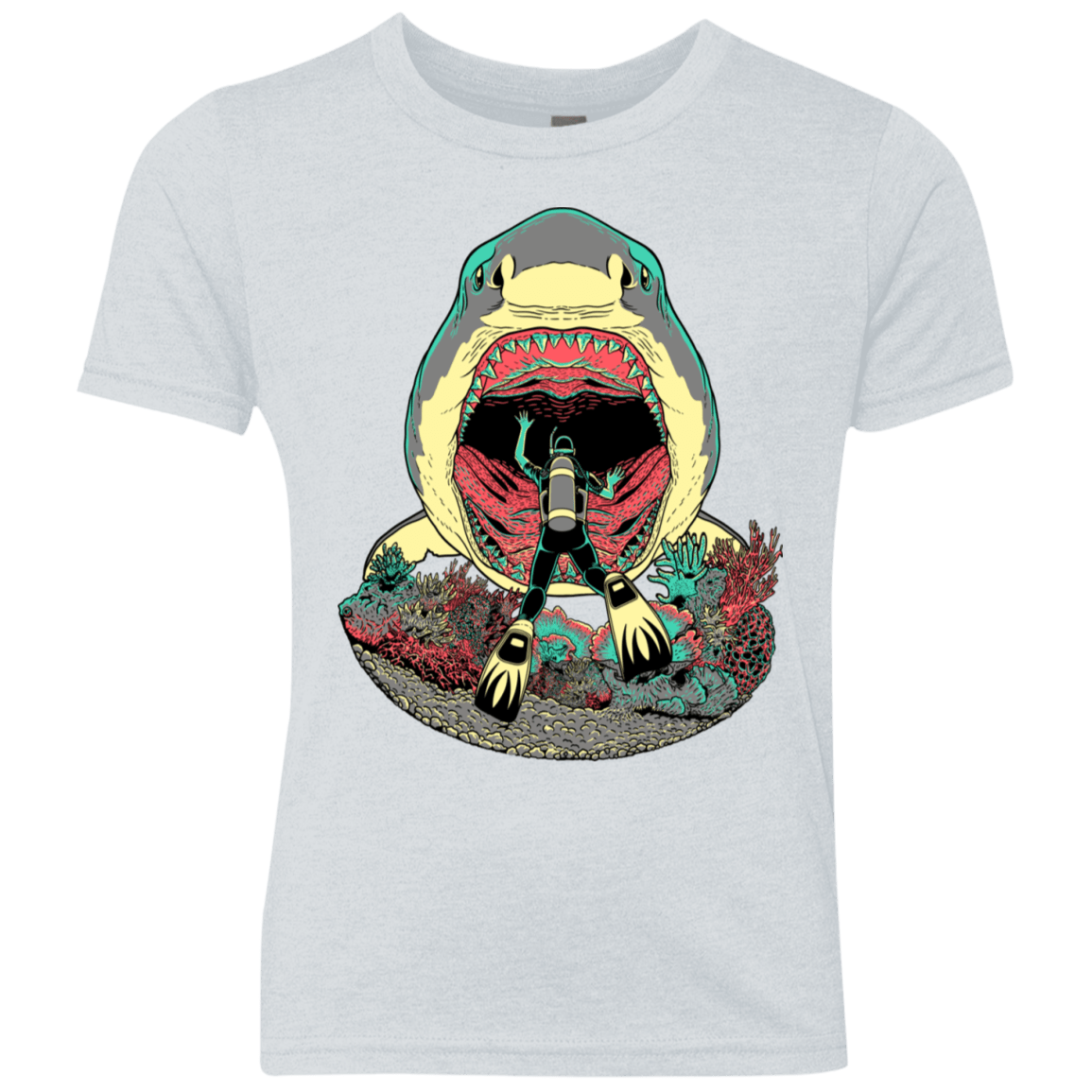 T-Shirts Heather White / YXS Megalodoom Youth Triblend T-Shirt