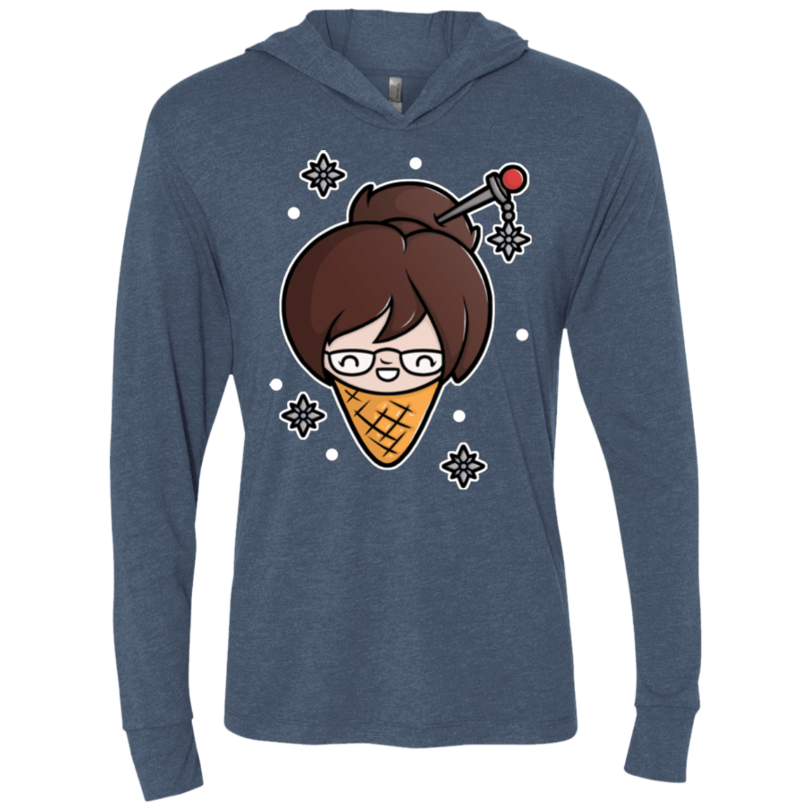 T-Shirts Indigo / X-Small Mei Cone Triblend Long Sleeve Hoodie Tee