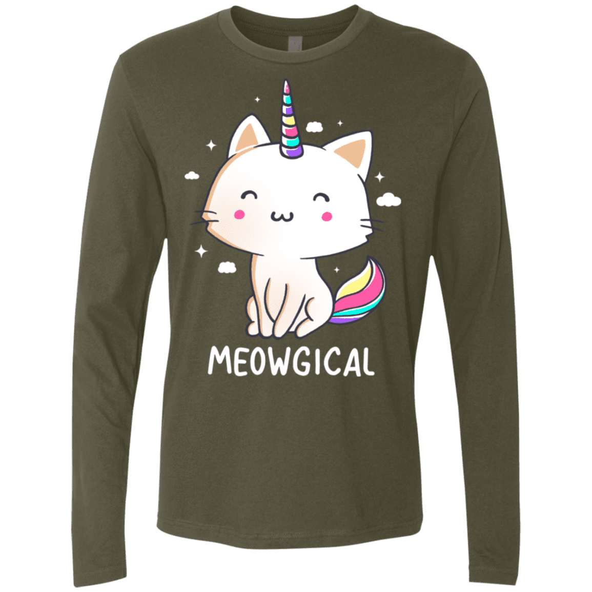 T-Shirts Military Green / S Meowgical Men's Premium Long Sleeve