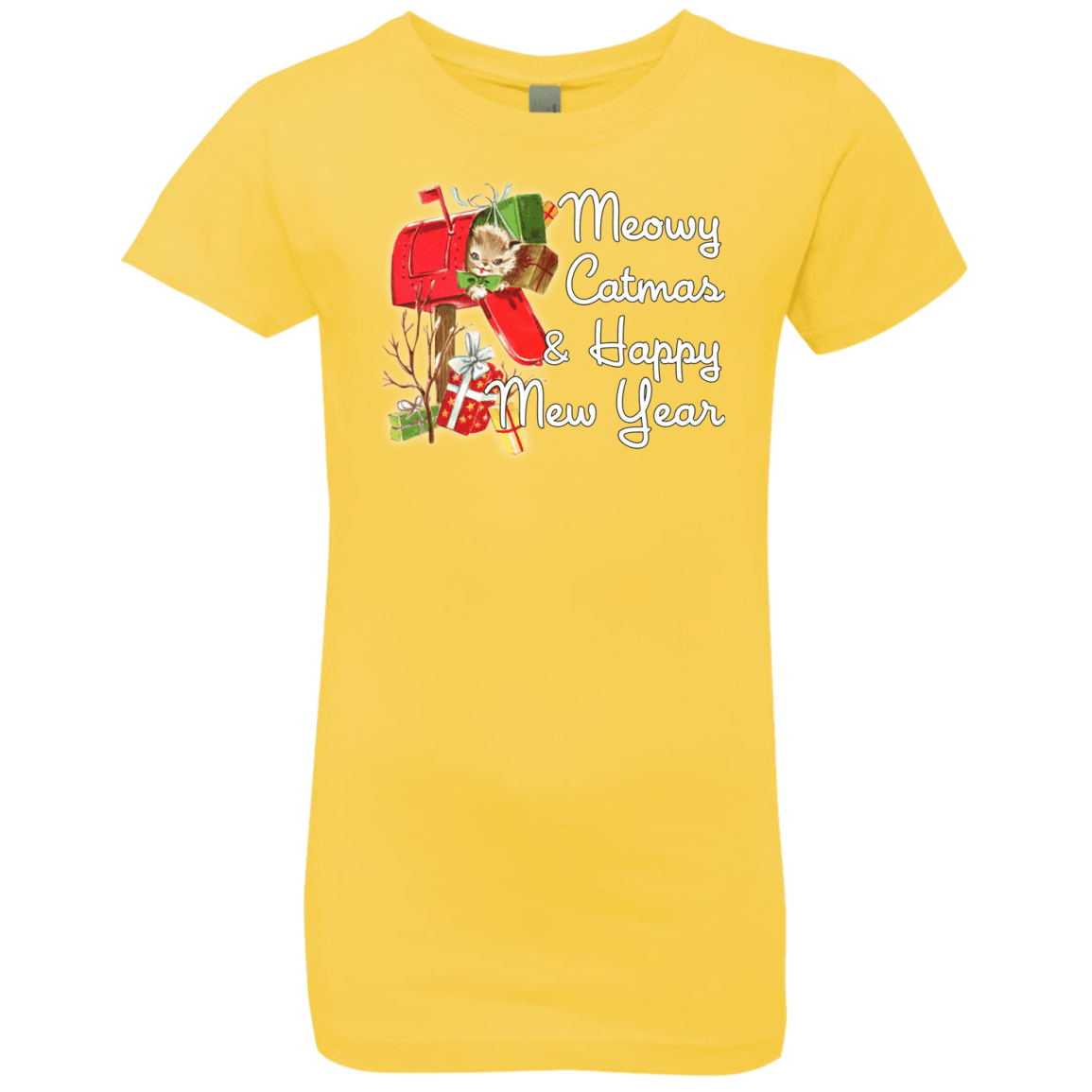 T-Shirts Vibrant Yellow / YXS Meowy Catmas Girls Premium T-Shirt