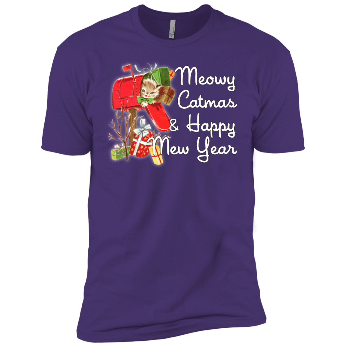 T-Shirts Purple Rush/ / X-Small Meowy Catmas Men's Premium T-Shirt