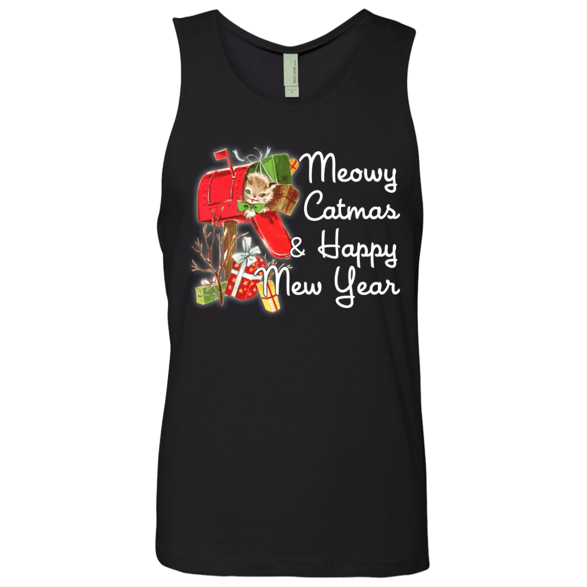 T-Shirts Black / Small Meowy Catmas Men's Premium Tank Top