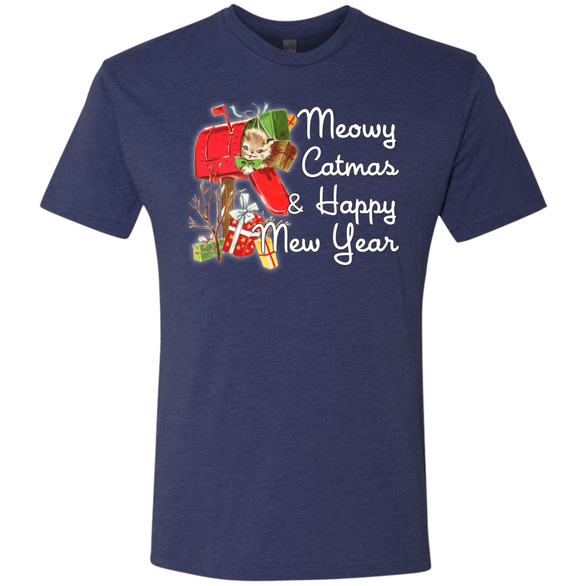 T-Shirts Vintage Navy / Small Meowy Catmas Men's Triblend T-Shirt