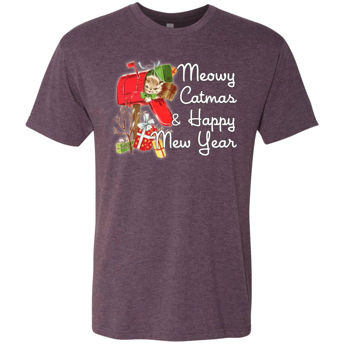 T-Shirts Vintage Purple / Small Meowy Catmas Men's Triblend T-Shirt