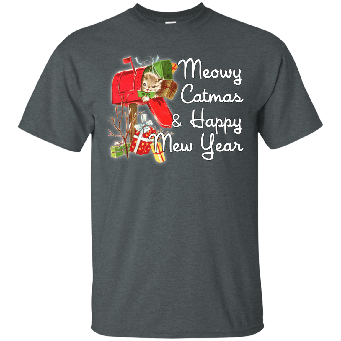 T-Shirts Dark Heather / Small Meowy Catmas T-Shirt
