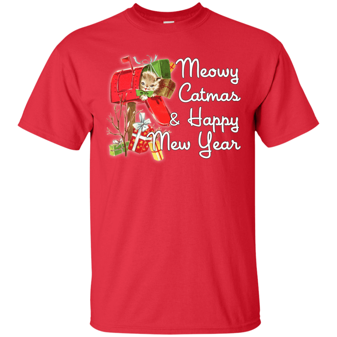 T-Shirts Red / Small Meowy Catmas T-Shirt