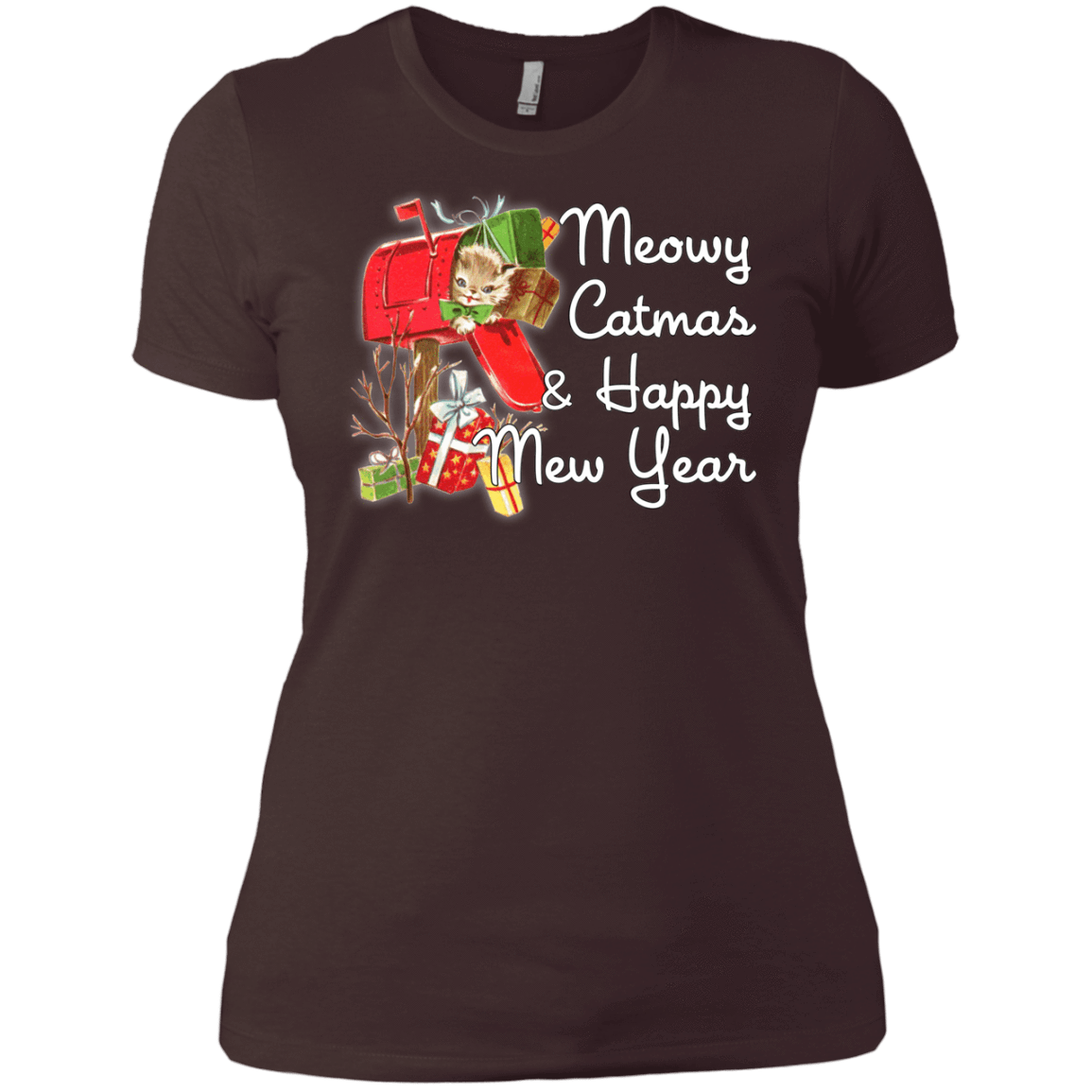 T-Shirts Dark Chocolate / X-Small Meowy Catmas Women's Premium T-Shirt