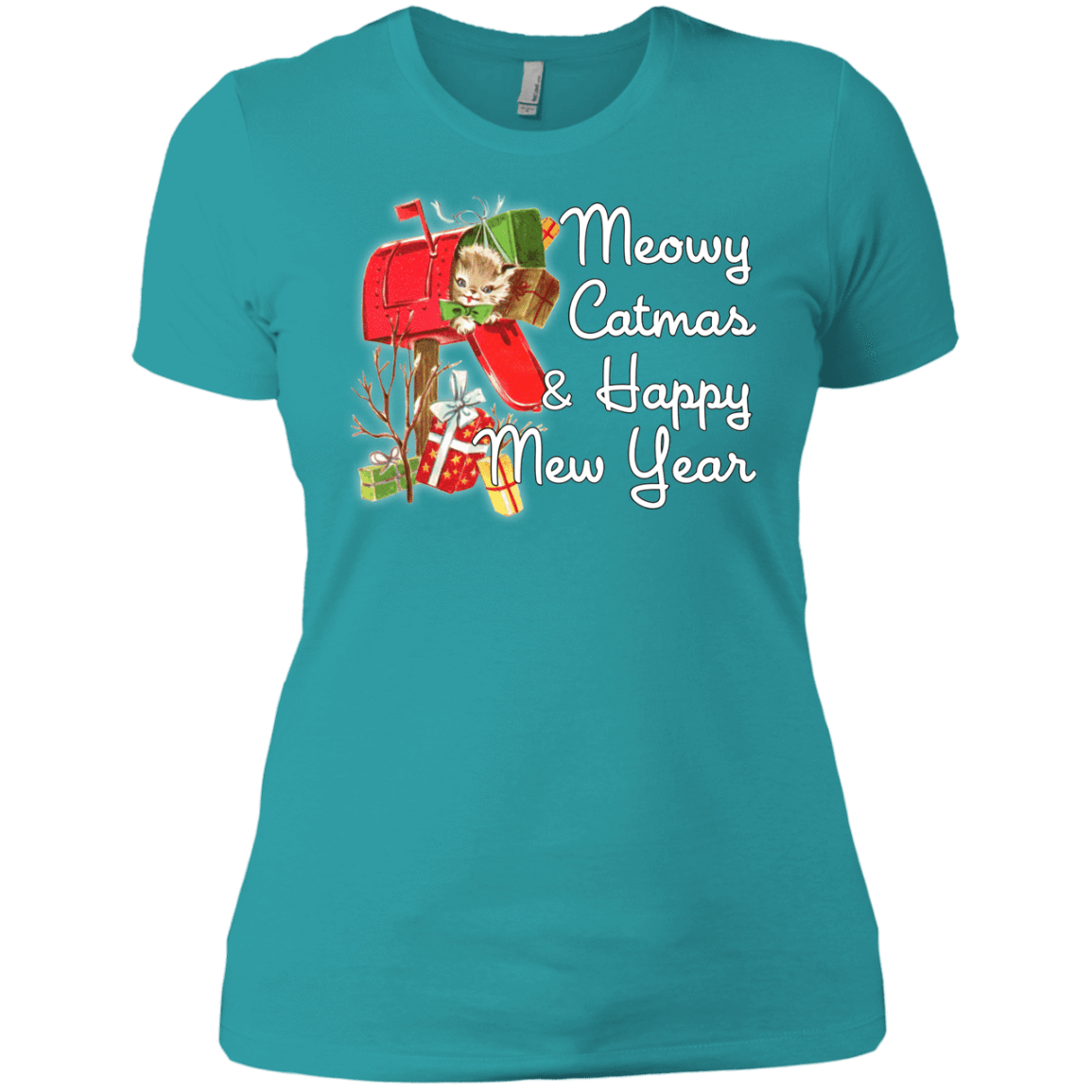 T-Shirts Tahiti Blue / X-Small Meowy Catmas Women's Premium T-Shirt