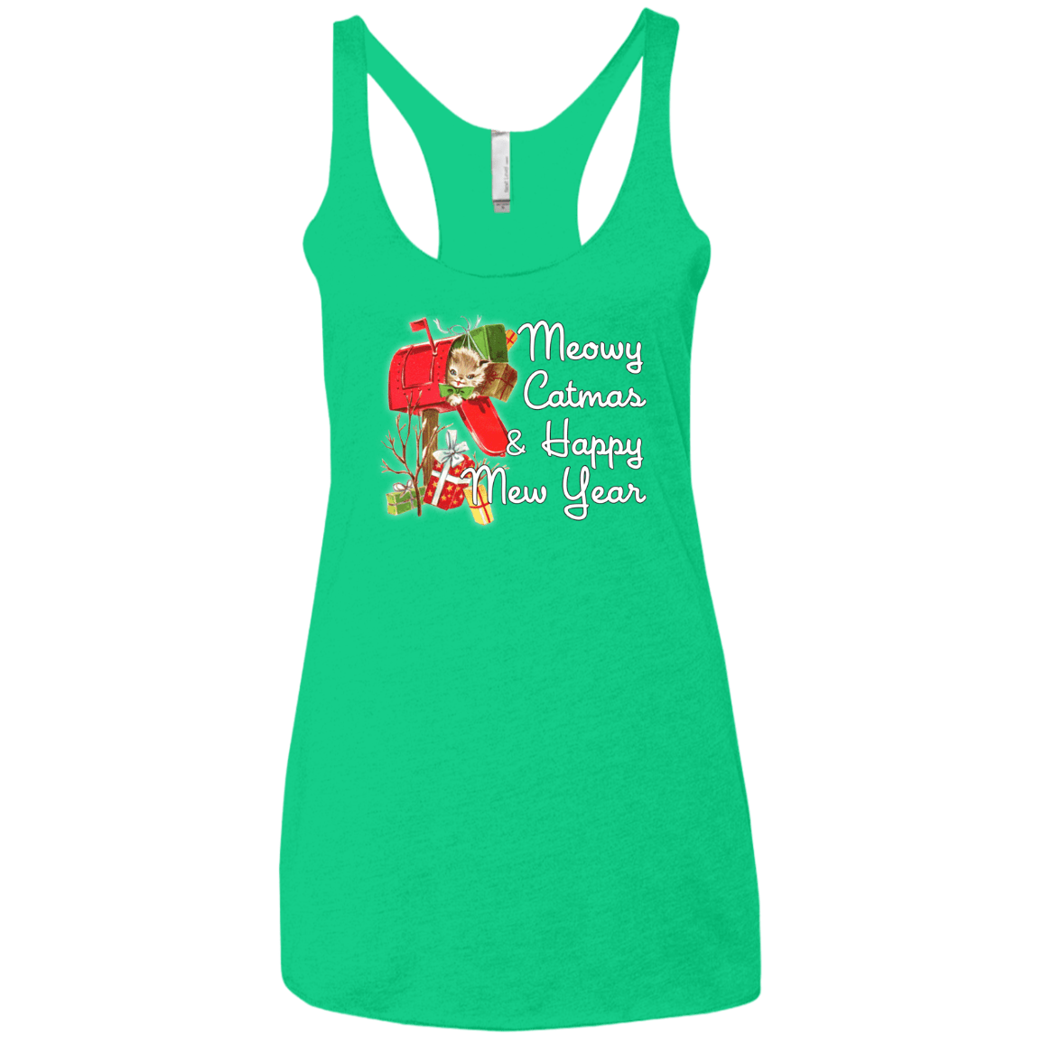 T-Shirts Envy / X-Small Meowy Catmas Women's Triblend Racerback Tank