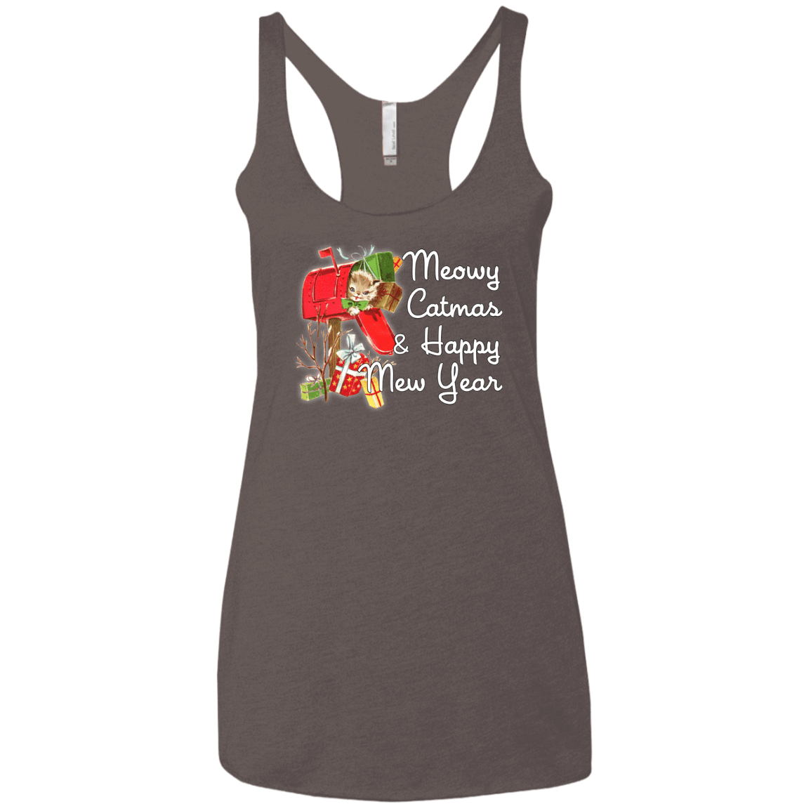 T-Shirts Macchiato / X-Small Meowy Catmas Women's Triblend Racerback Tank