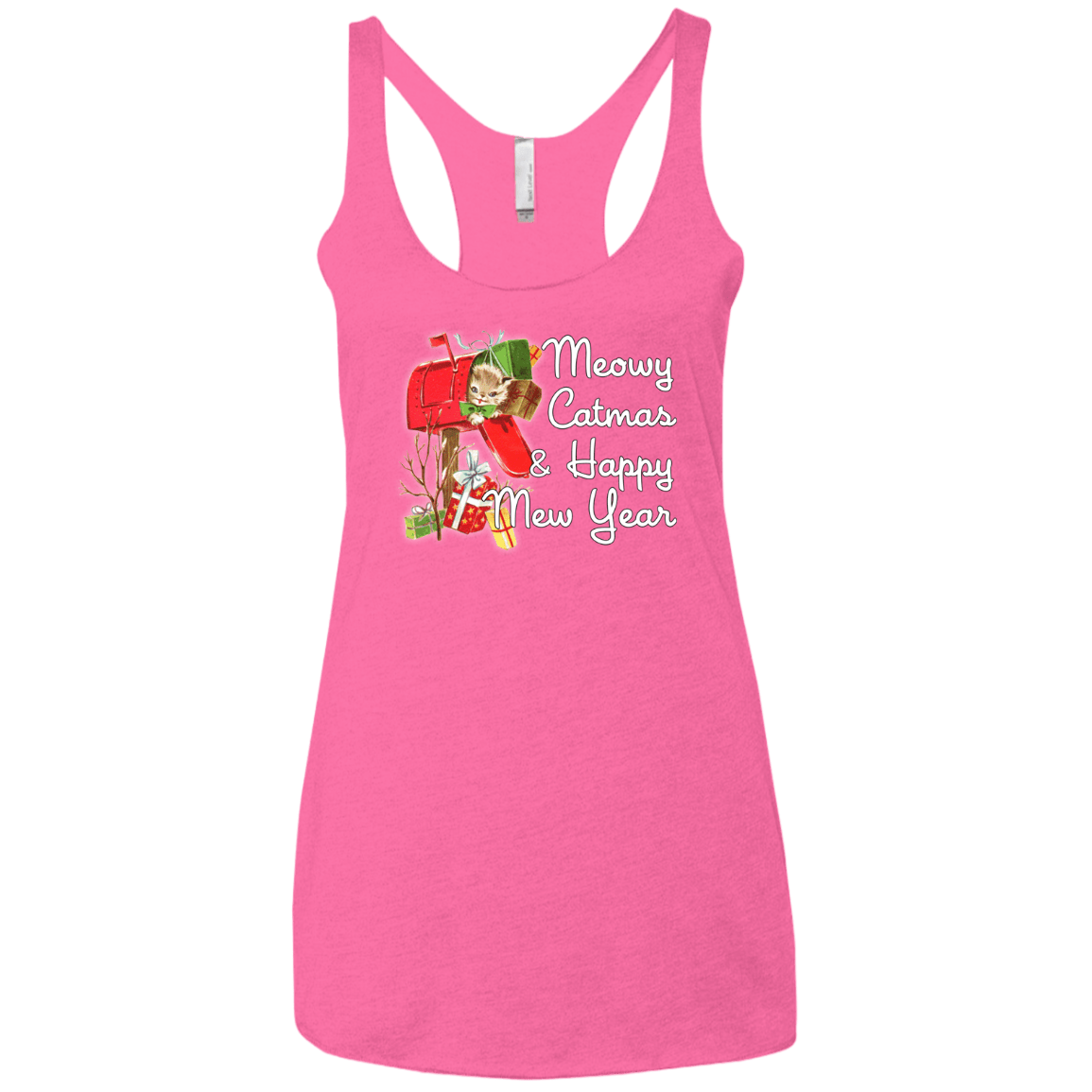 T-Shirts Vintage Pink / X-Small Meowy Catmas Women's Triblend Racerback Tank