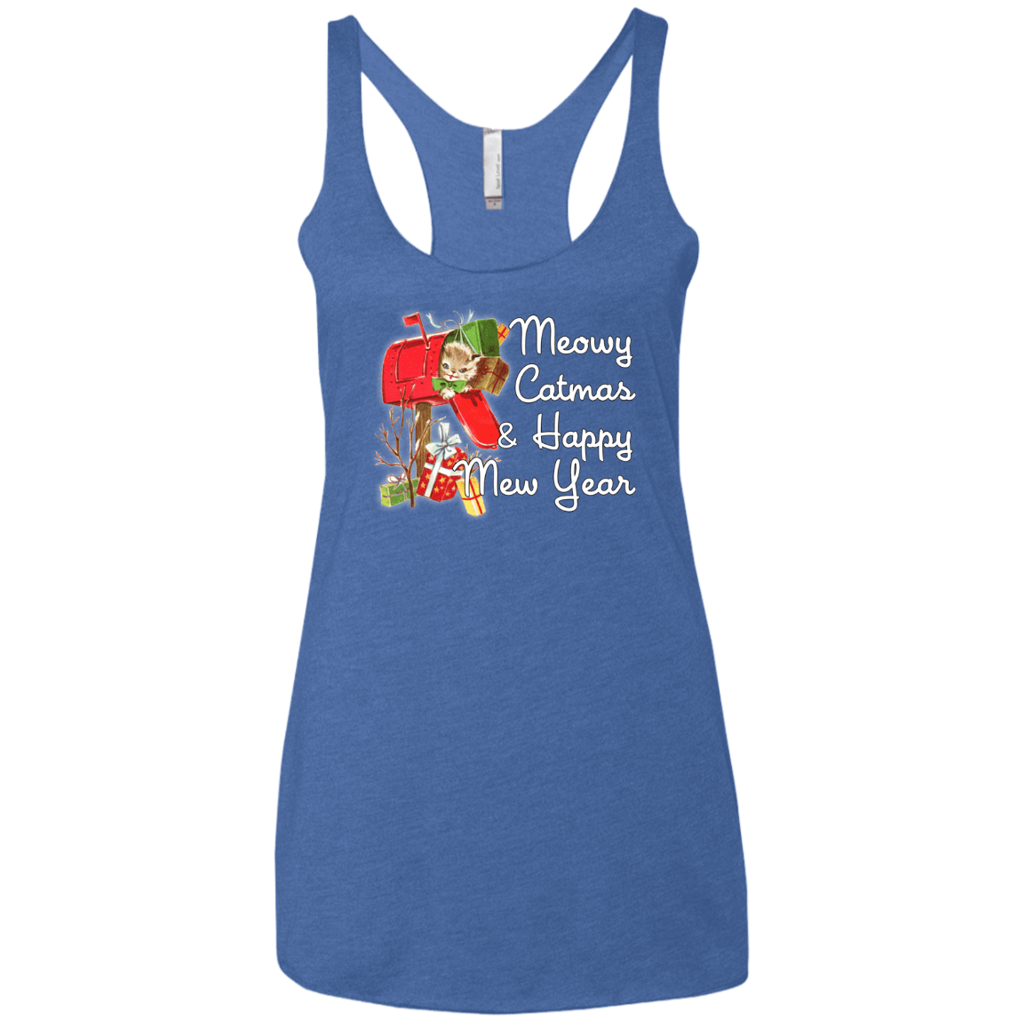 T-Shirts Vintage Royal / X-Small Meowy Catmas Women's Triblend Racerback Tank