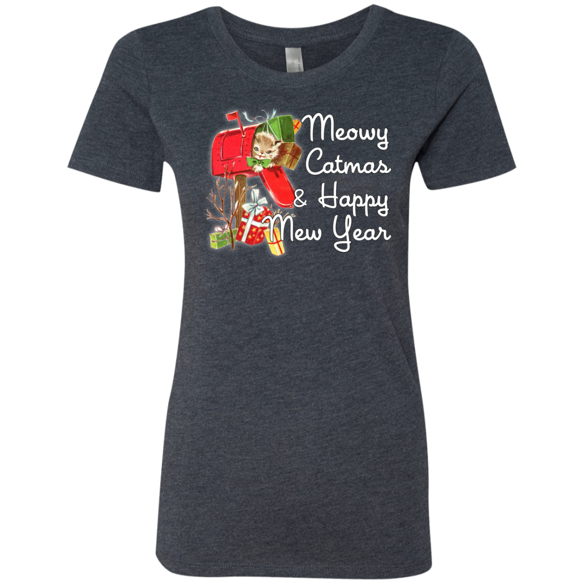 T-Shirts Vintage Navy / Small Meowy Catmas Women's Triblend T-Shirt
