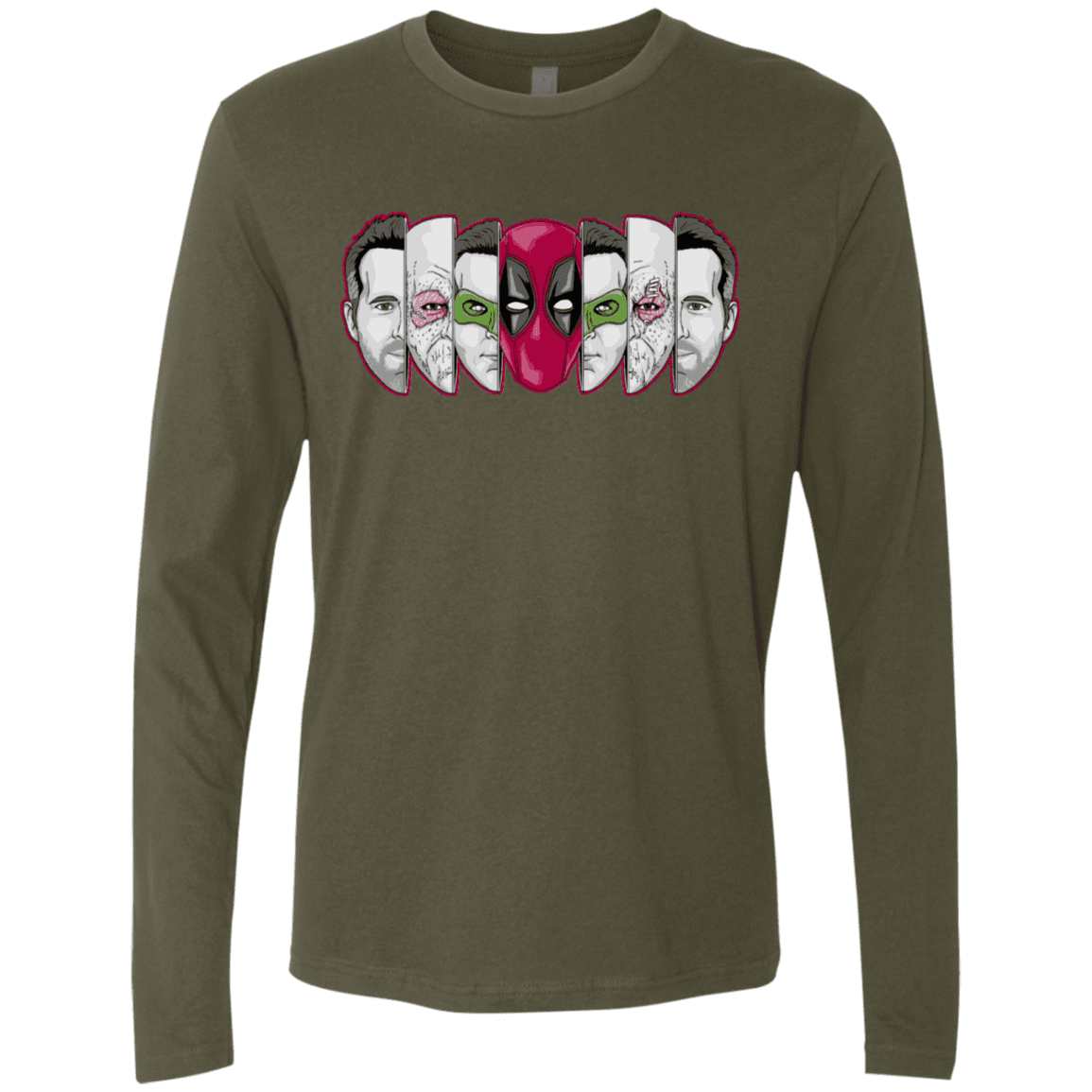 T-Shirts Military Green / S Mercenary Faces Men's Premium Long Sleeve