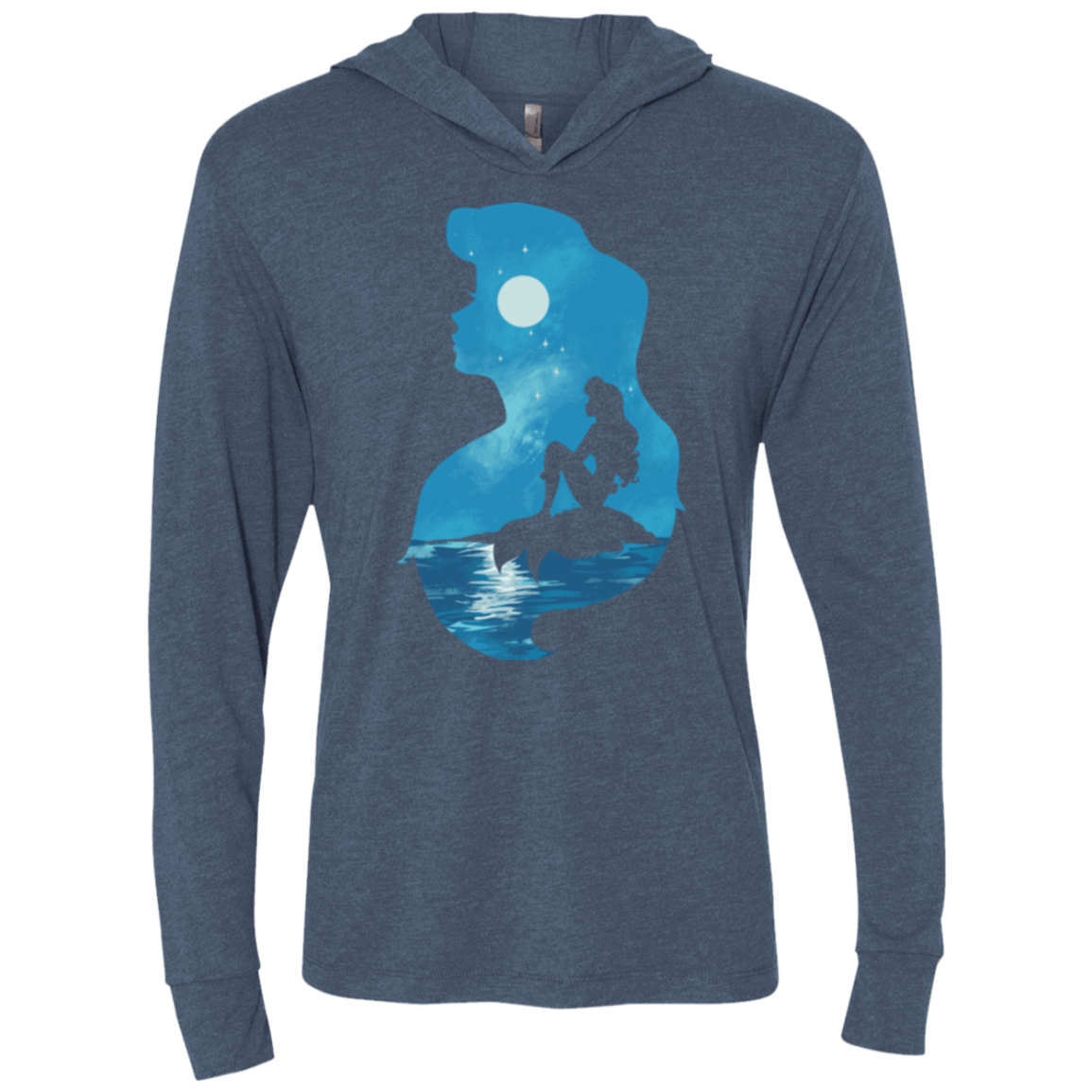 T-Shirts Indigo / X-Small Mermaid Portrait Triblend Long Sleeve Hoodie Tee