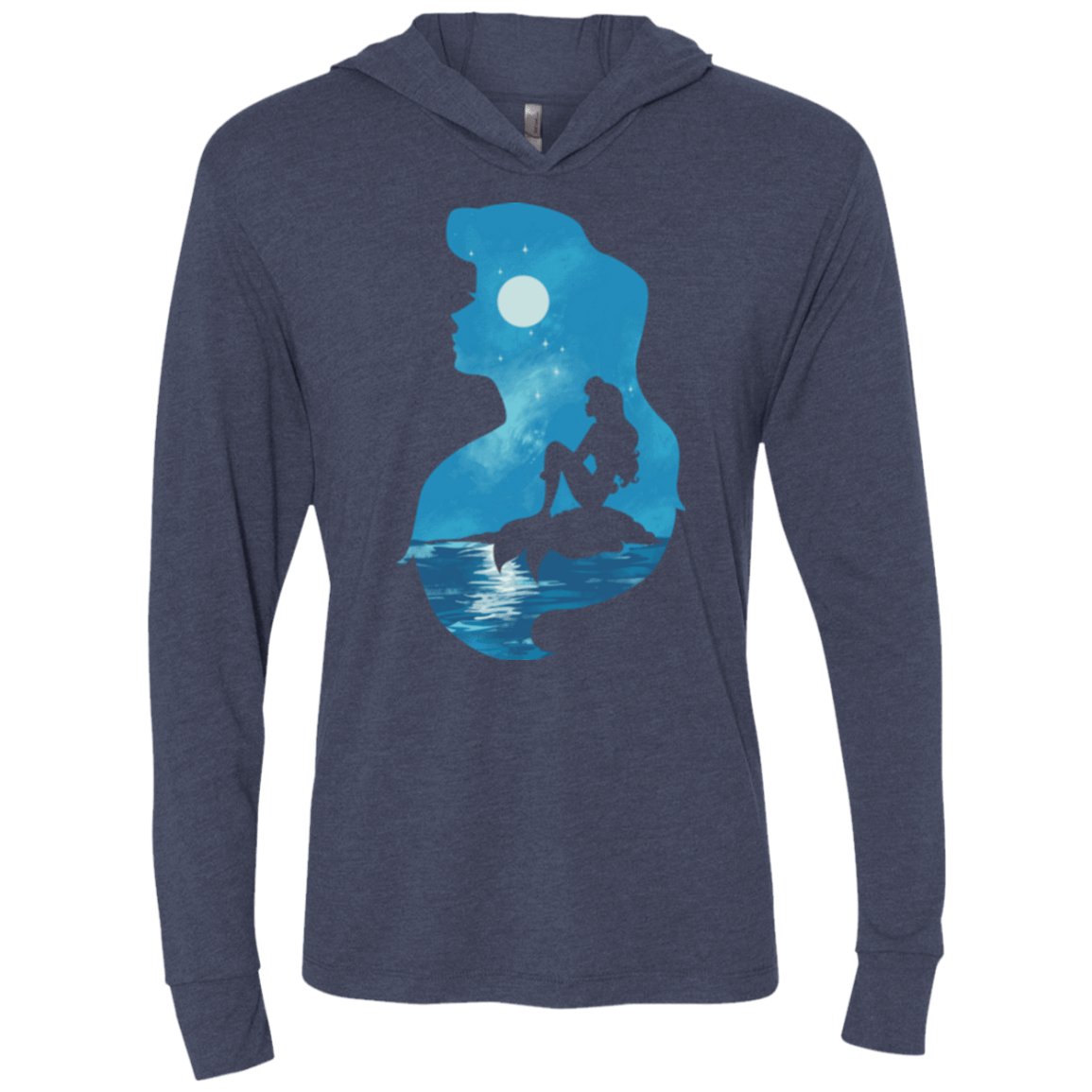 Mermaid Portrait Triblend Long Sleeve Hoodie Tee