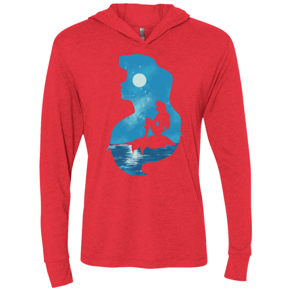 Mermaid Portrait Triblend Long Sleeve Hoodie Tee